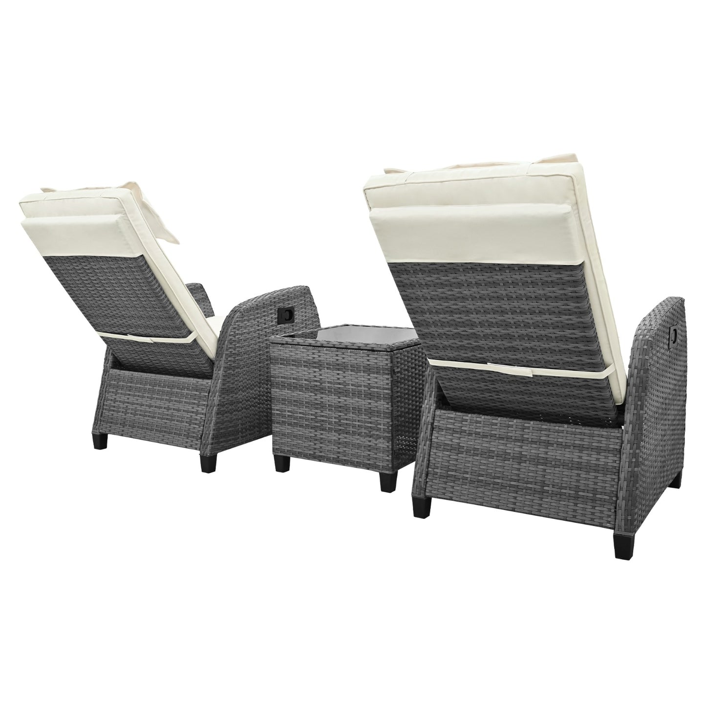 U-Style Outdoor Rattan 2-Person Lounge Set – Adjustable Chairs with Coffee Table for Outdoors
