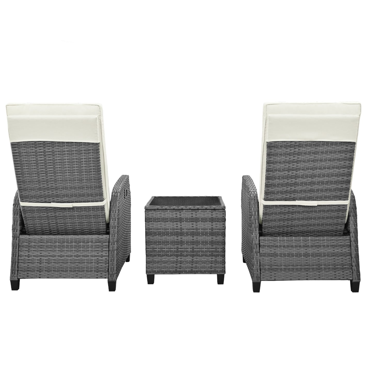 U-Style Outdoor Rattan 2-Person Lounge Set – Adjustable Chairs with Coffee Table for Outdoors