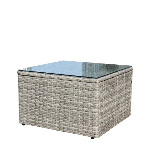 4-Piece Outdoor Sectional Set – Grey Sofa with Cushions & Storage Box