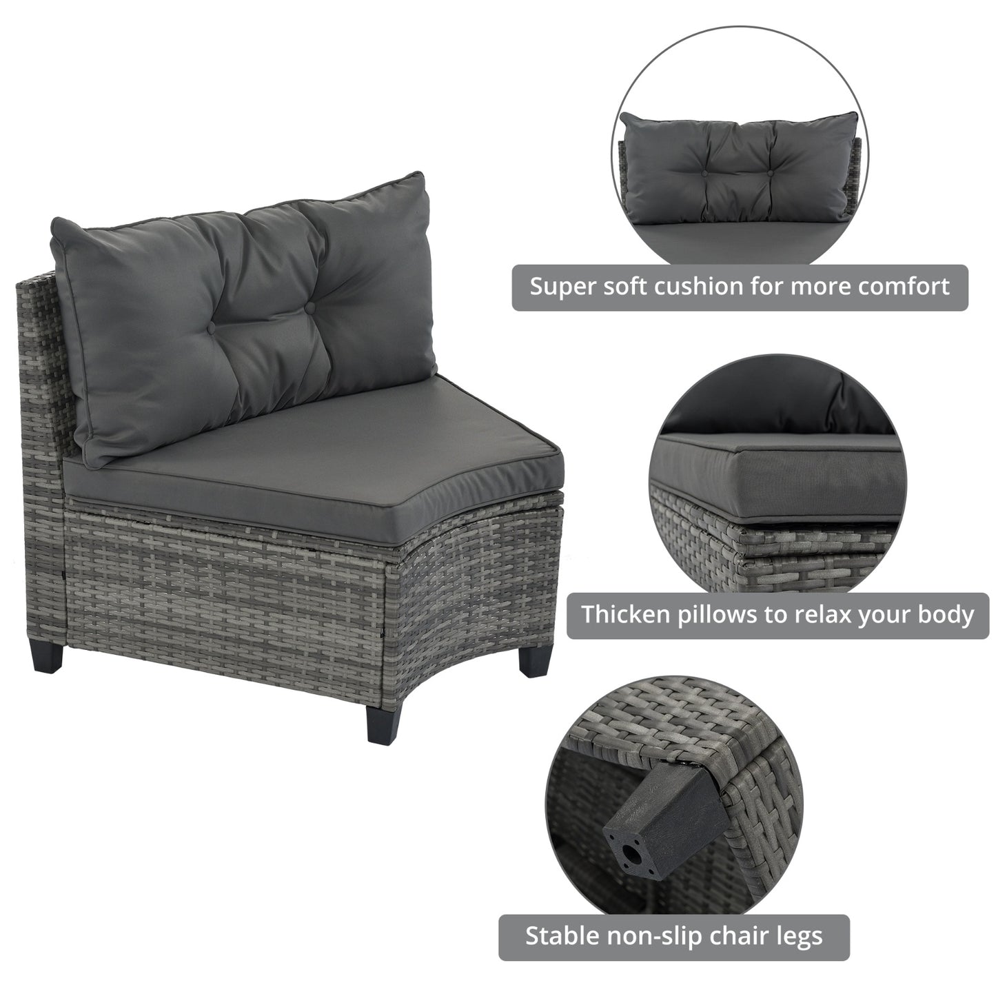 8-Piece Outdoor Round Sofa Set – Half-Moon Curved Sectional with All-Weather Cushions